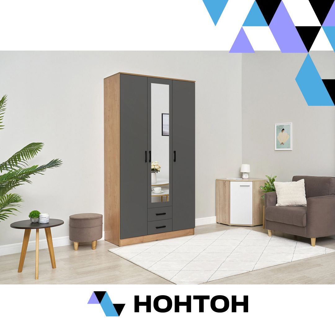 Шкаф Трио дуб вотан / графит