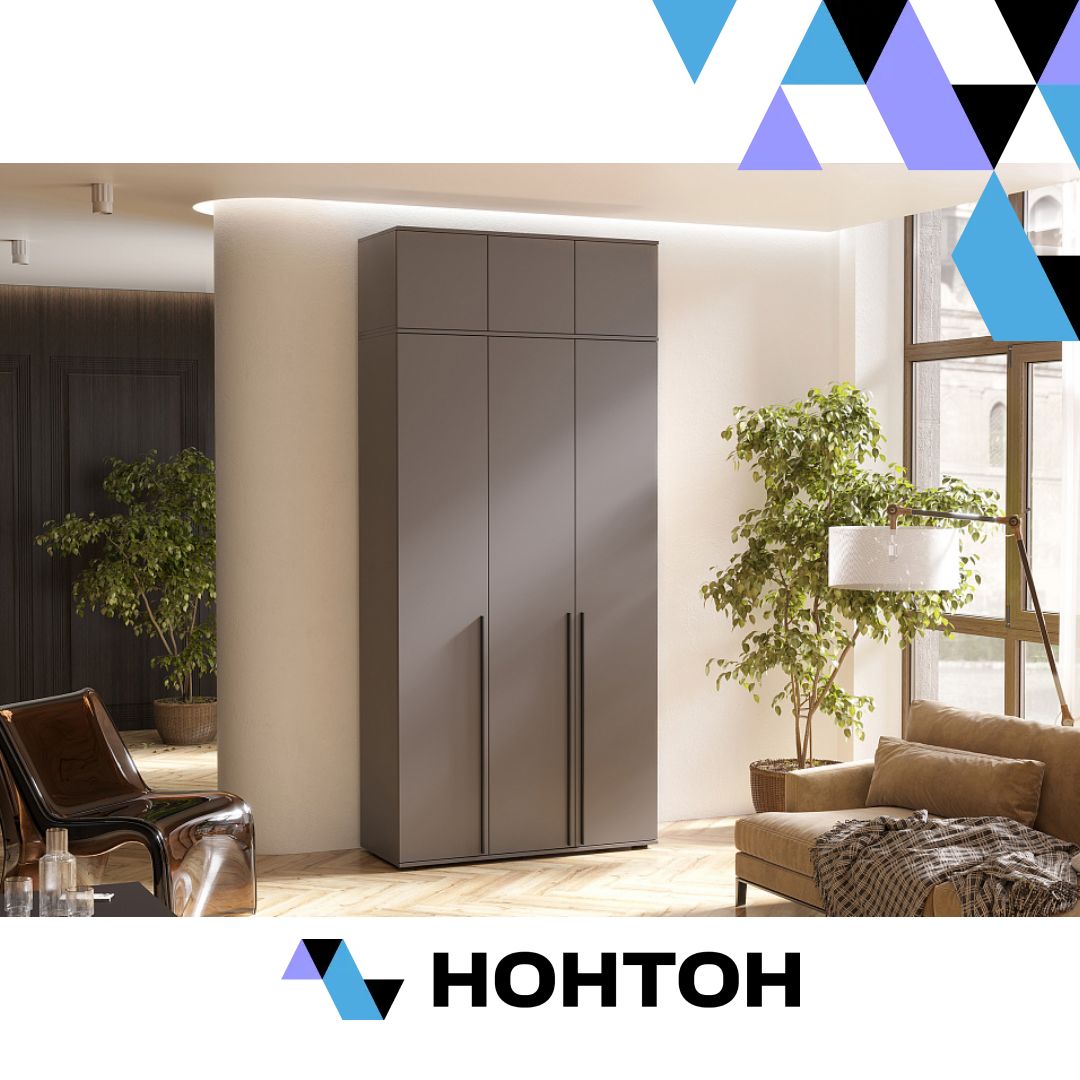 Шкаф 3-х створчатый с антресолью Норд графит