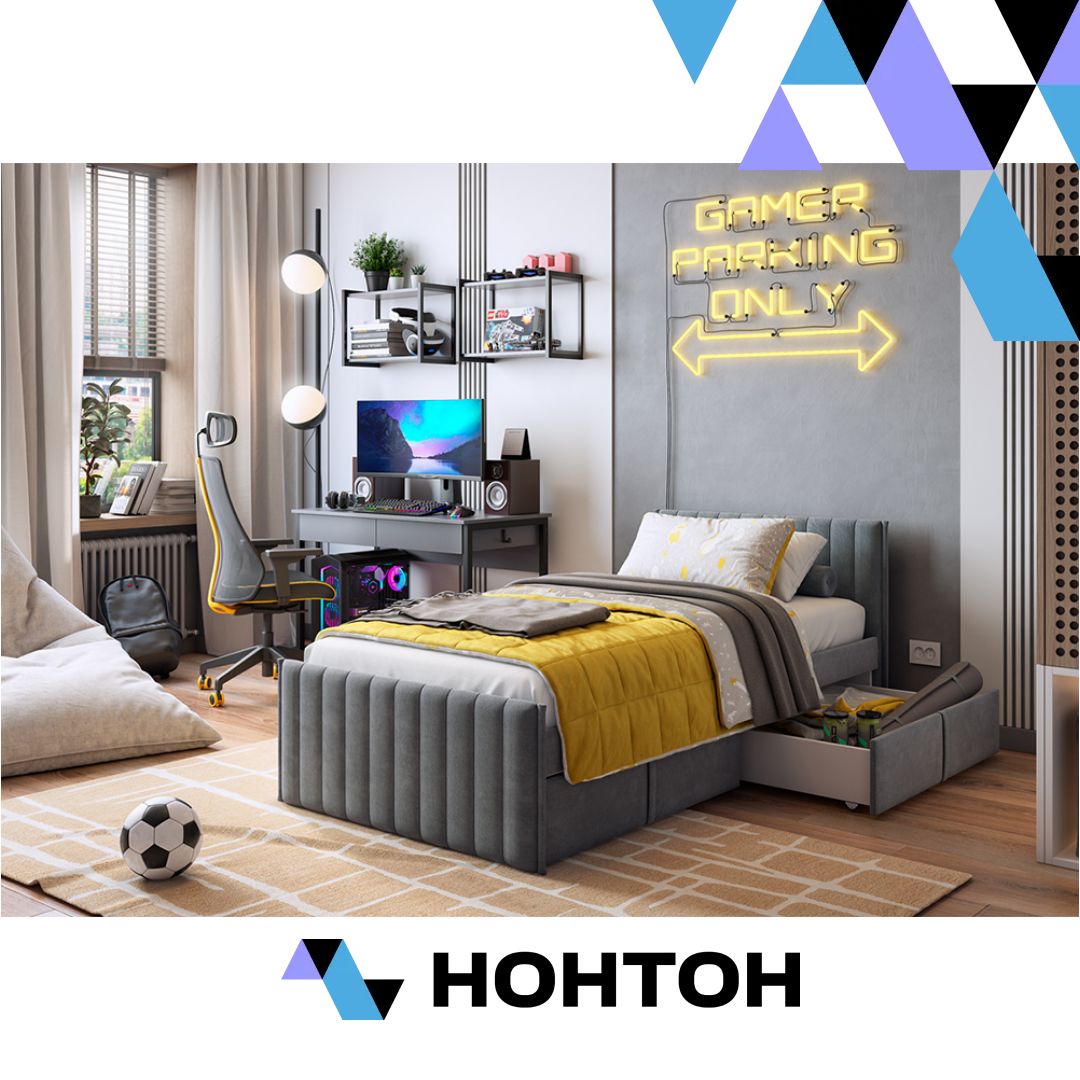 Кровать с ящиками Твикс велюр графит