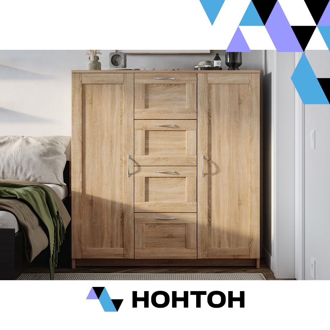 Комод с дверцами Сириус 4 ящика сонома