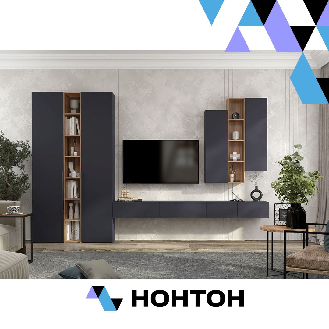 Гостиная Лаура серый уголь / дуб барокко