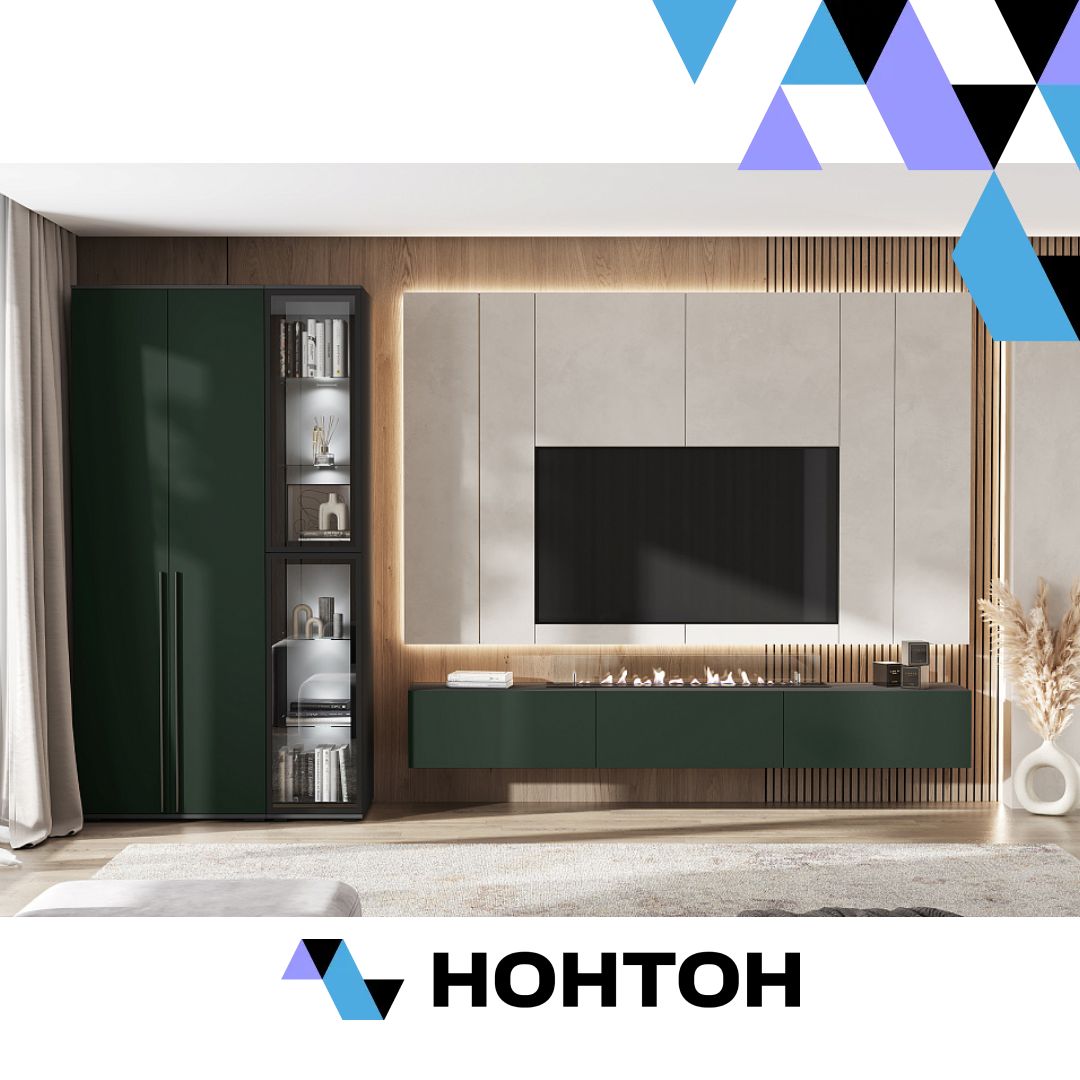 Гостиная Норд №3 графит / изумрудный