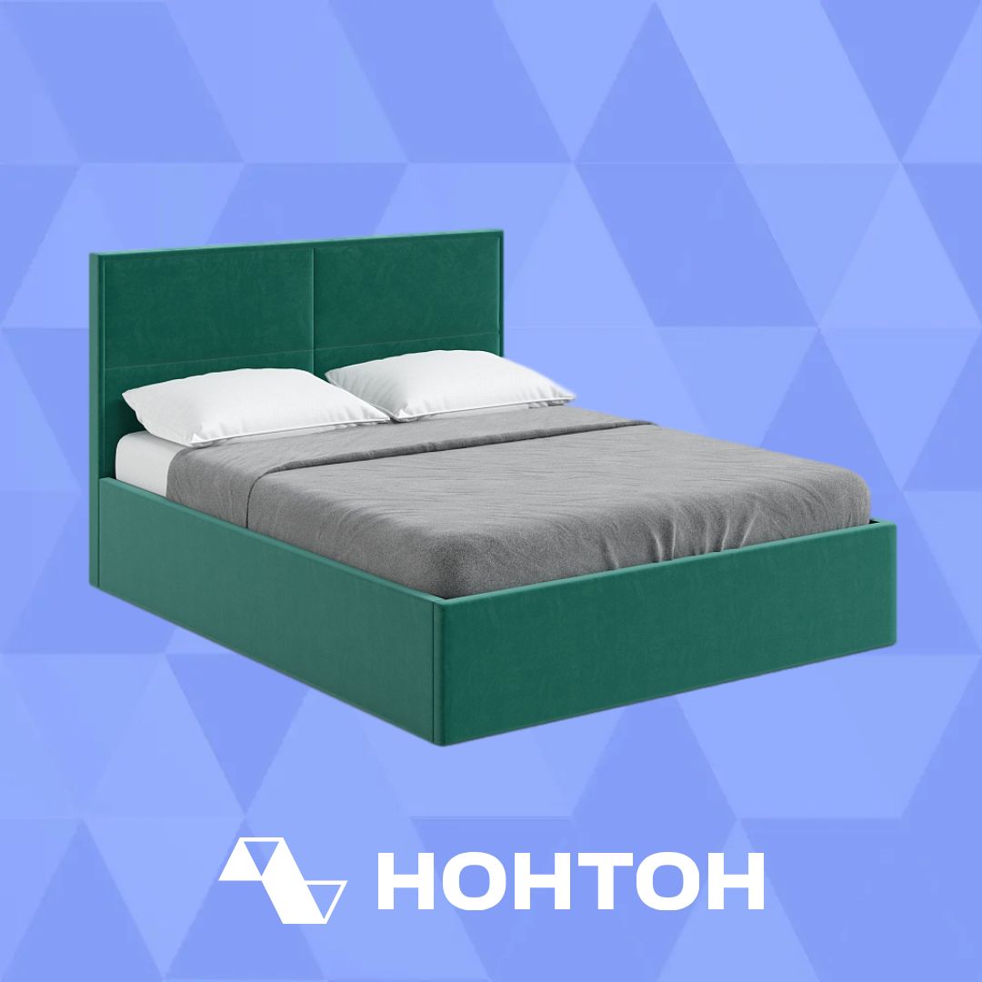 Кровать Коул с подъемным механизмом изумрудная