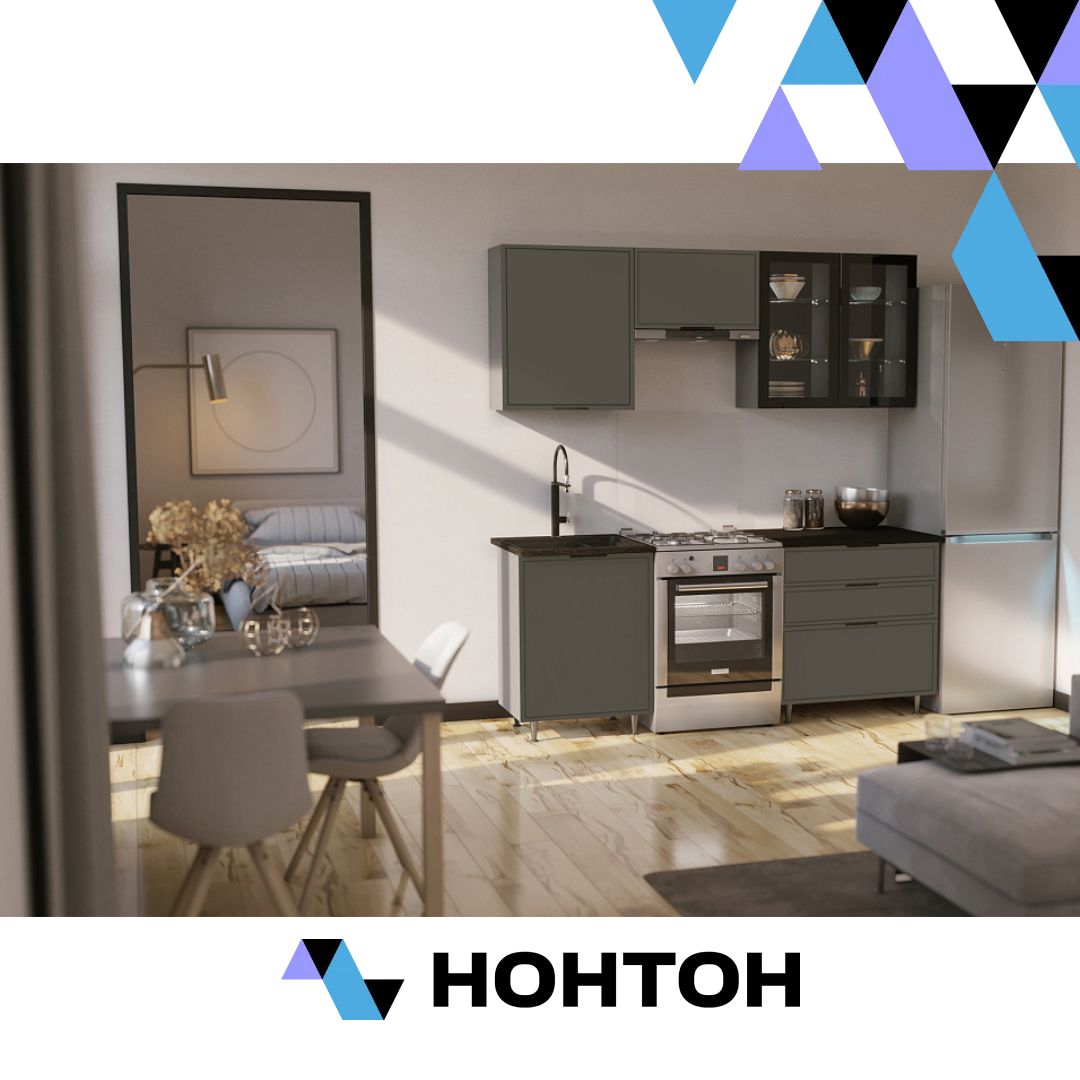 Кухня Николь 2.0 м компоновка №2 холст вулканический