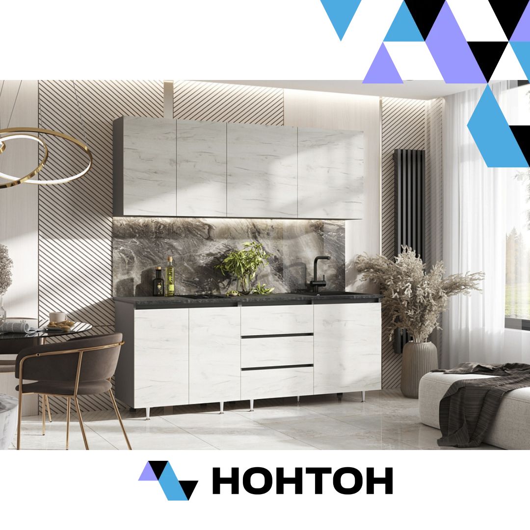 Кухня Челси 2.0 м компоновка №2 дуб крафт белый