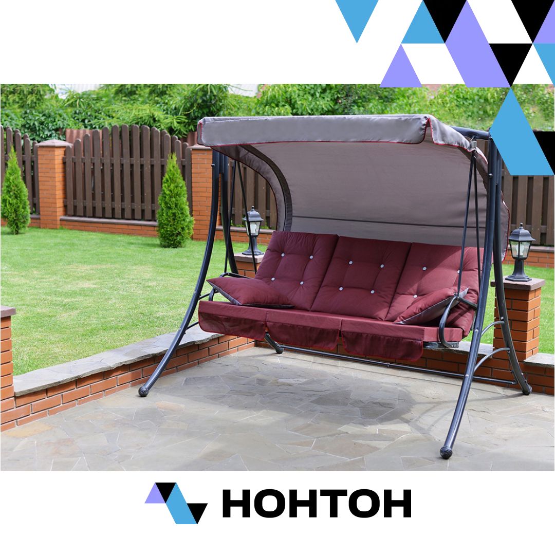 Качели садовые 3-х местные Пагода бордовые