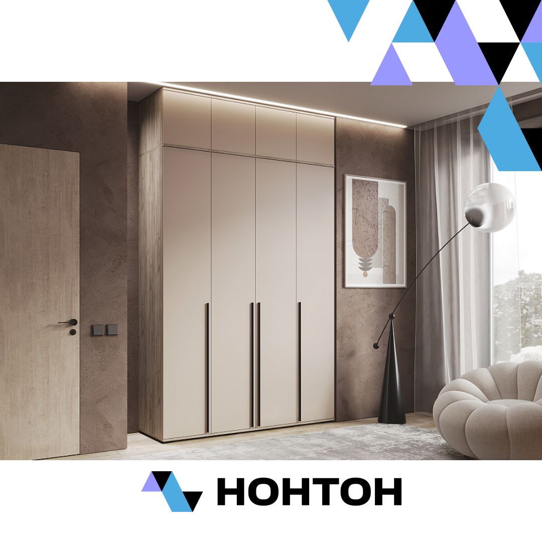 Шкаф 4-х створчатый с антресолью Норд дуб крафт серый / кашемир