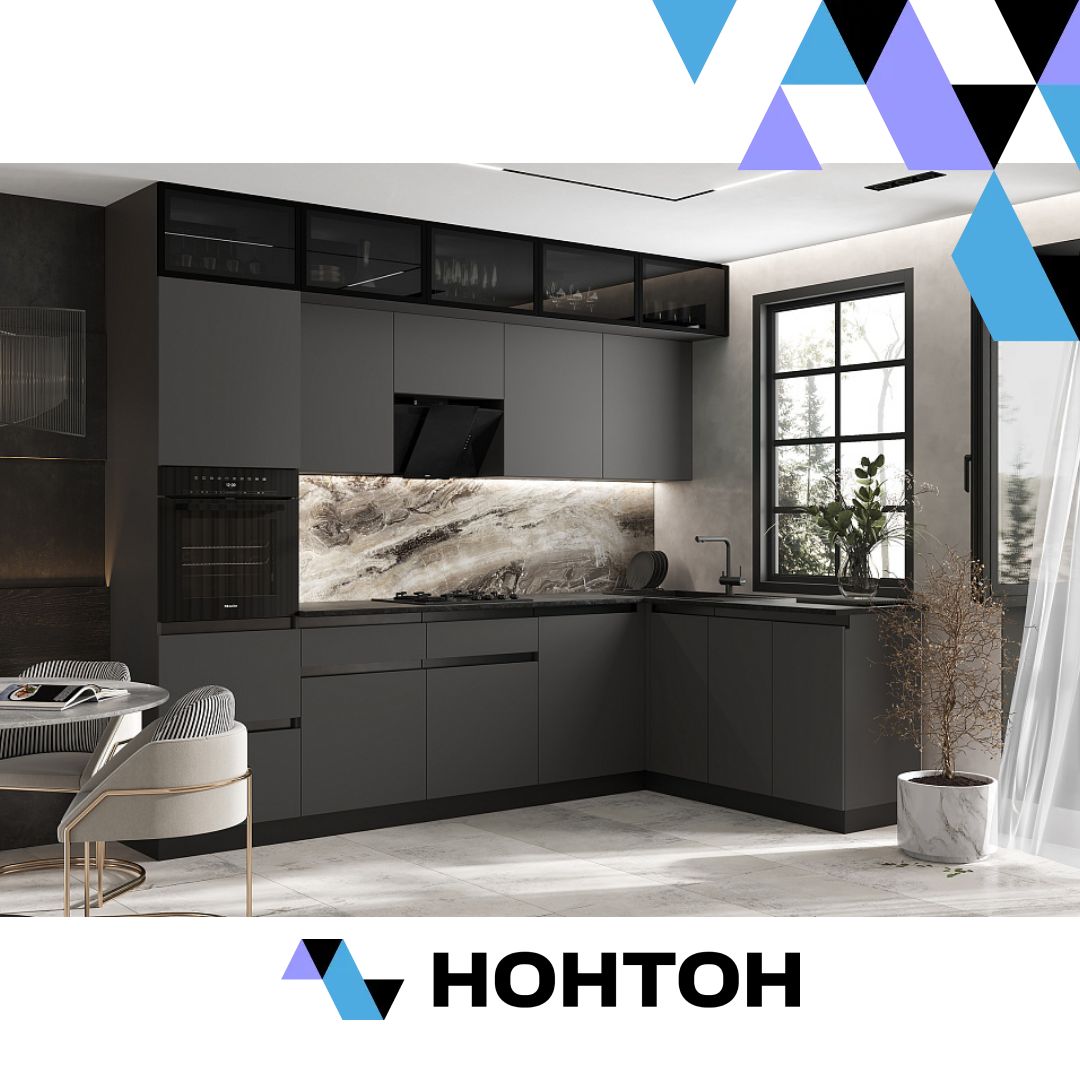 Кухня угловая Техно-6 3.0 х 1.8 м графит софт