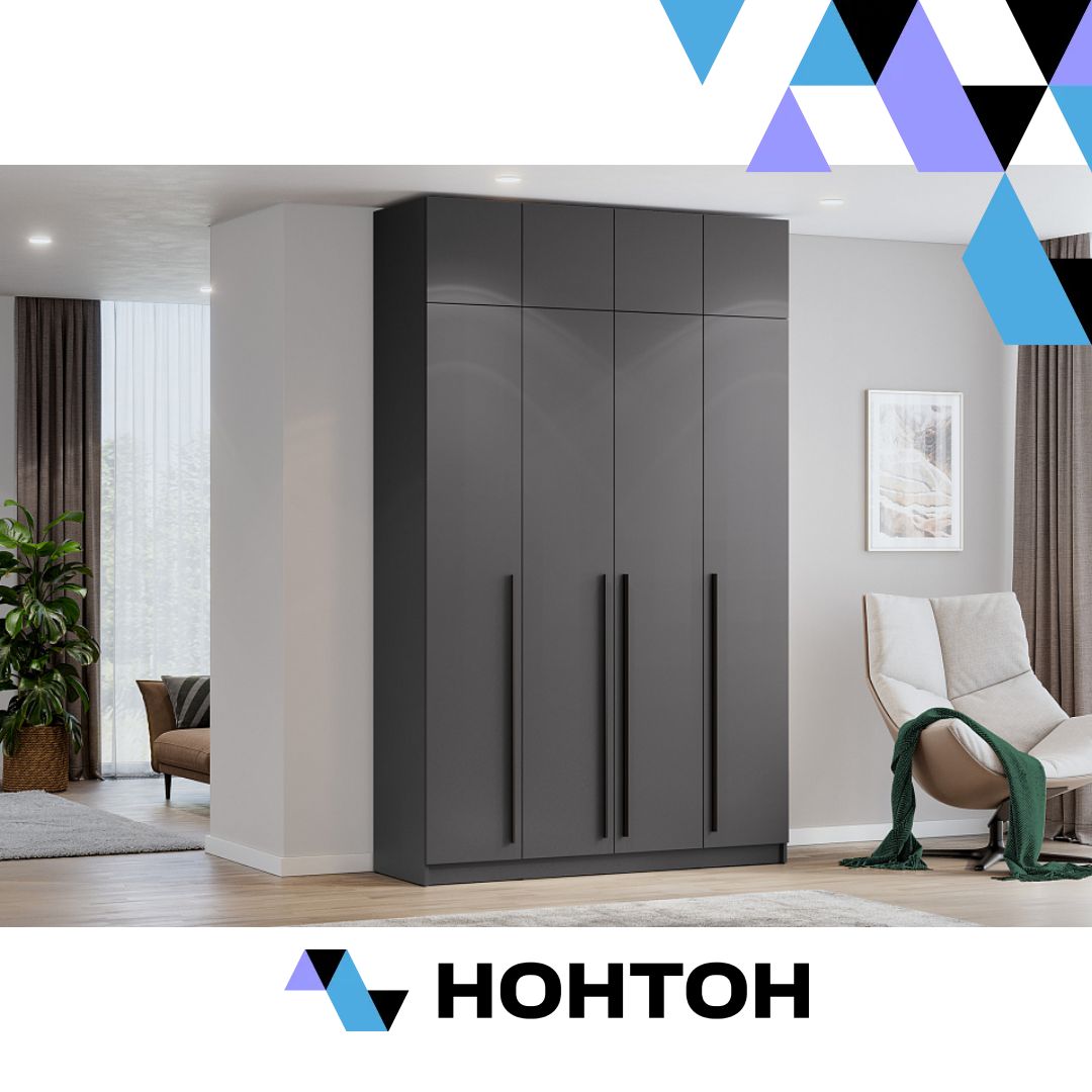 Шкаф Берген с антресолью серый графит