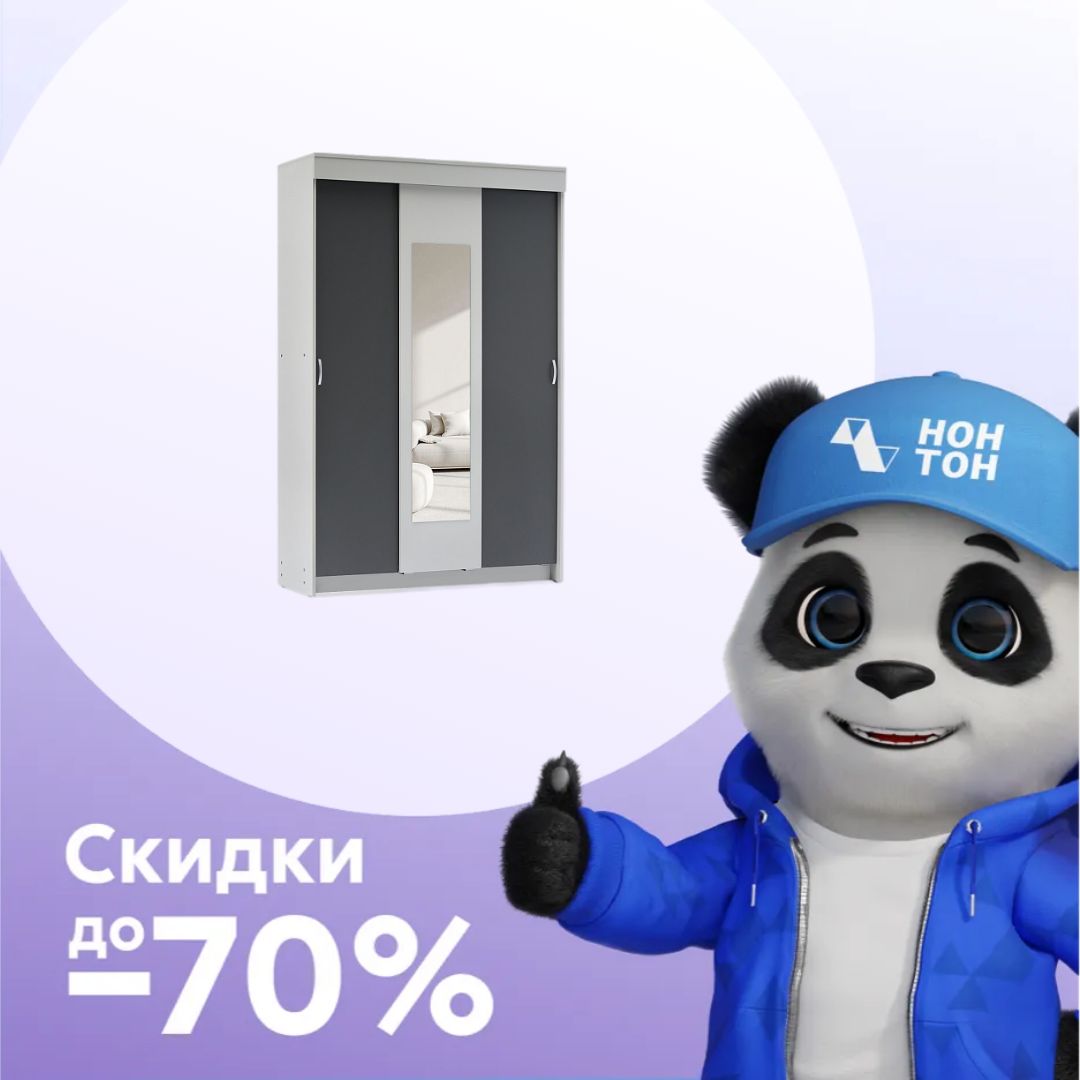 Шкаф-купе Бассо серый / серый графит