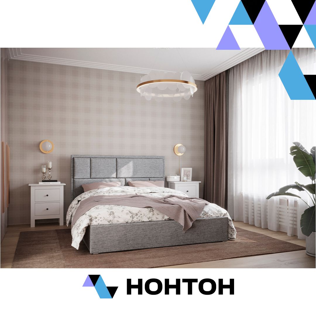 Кровать Стокгольм с подъемным механизмом рогожка серая