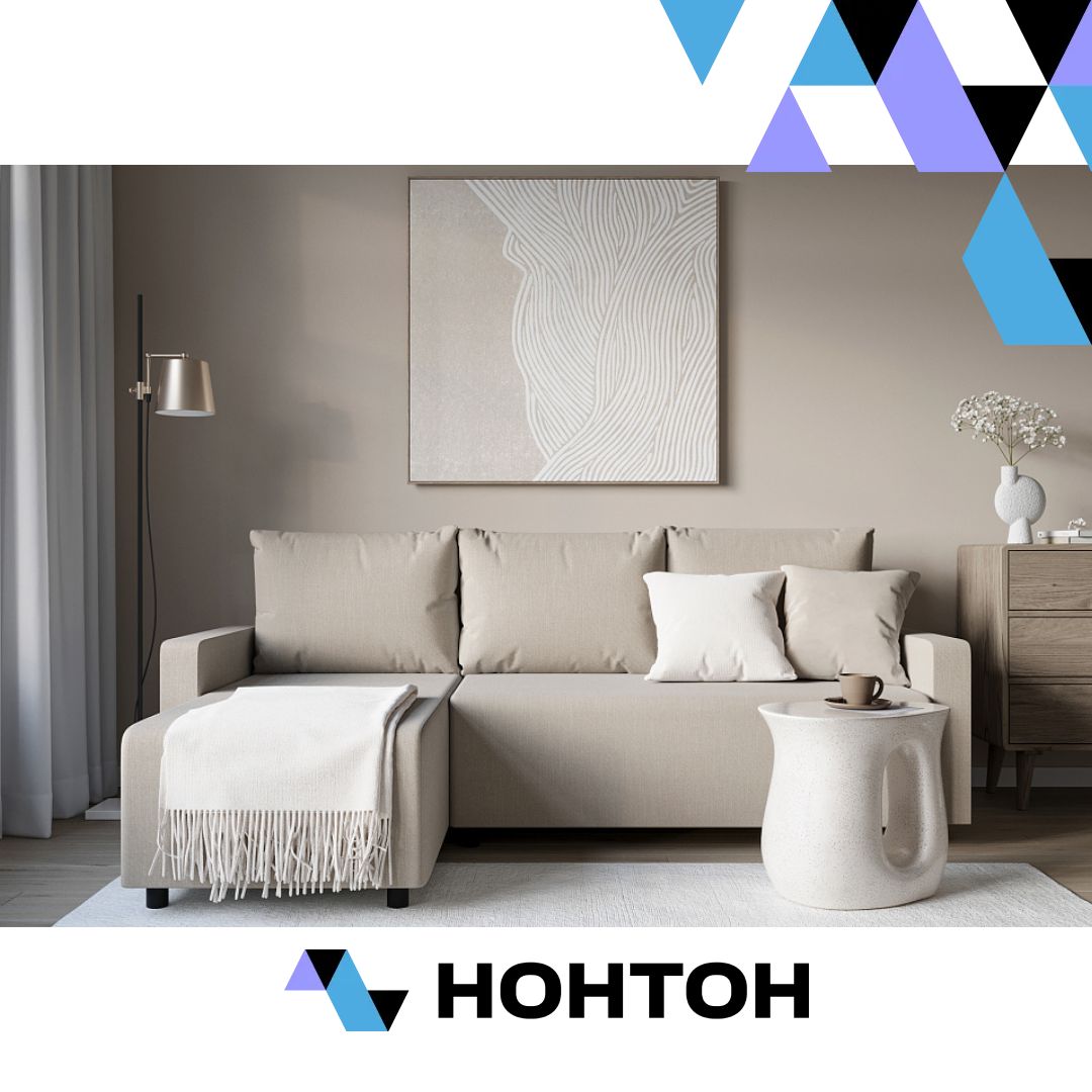 Диван угловой еврокнижка Мидгард бежевый