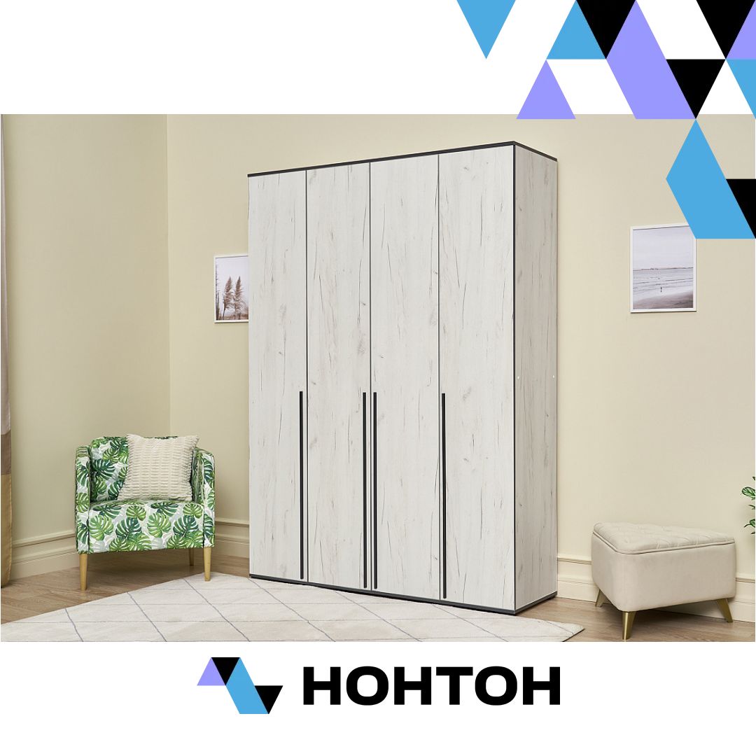 Шкаф 4-х створчатый Норд дуб крафт белый