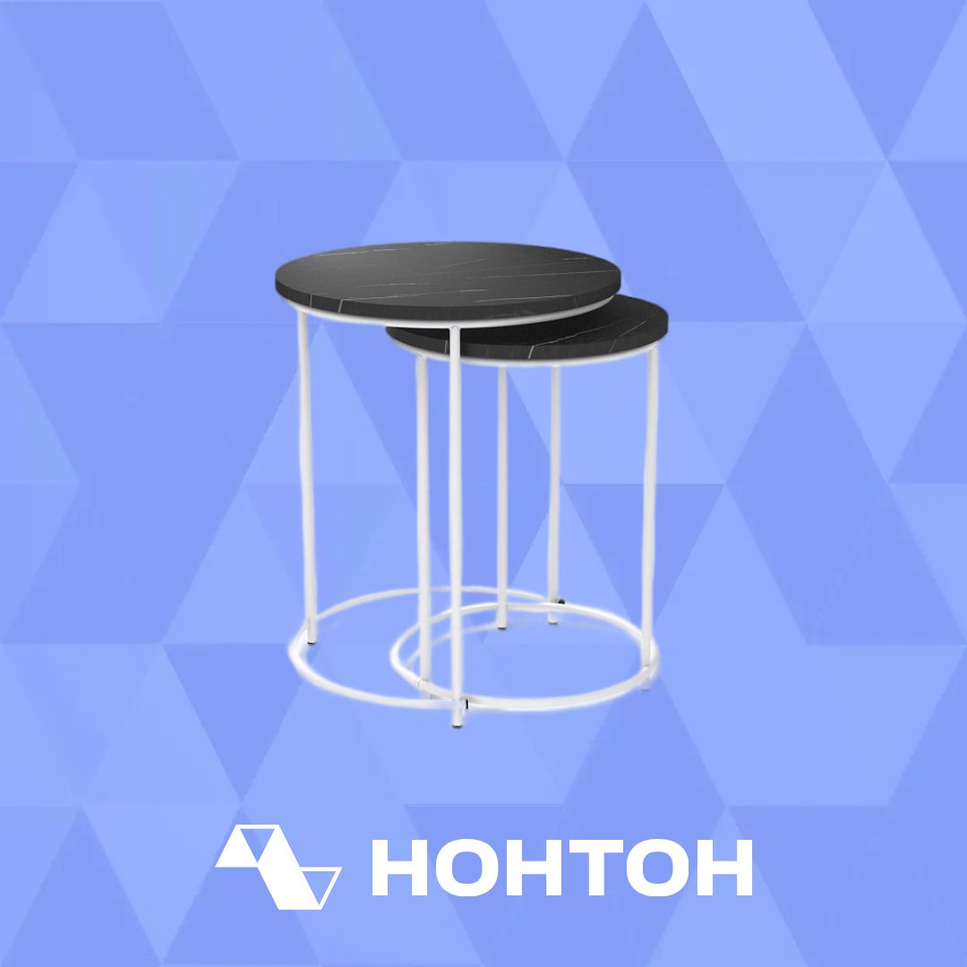 Стол журнальный SHT-CT7 камень пьетра черный / белый муар