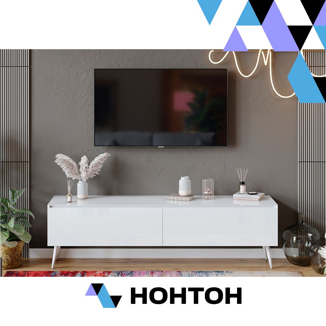 ТВ-тумба с опорами Глосс белый глянец