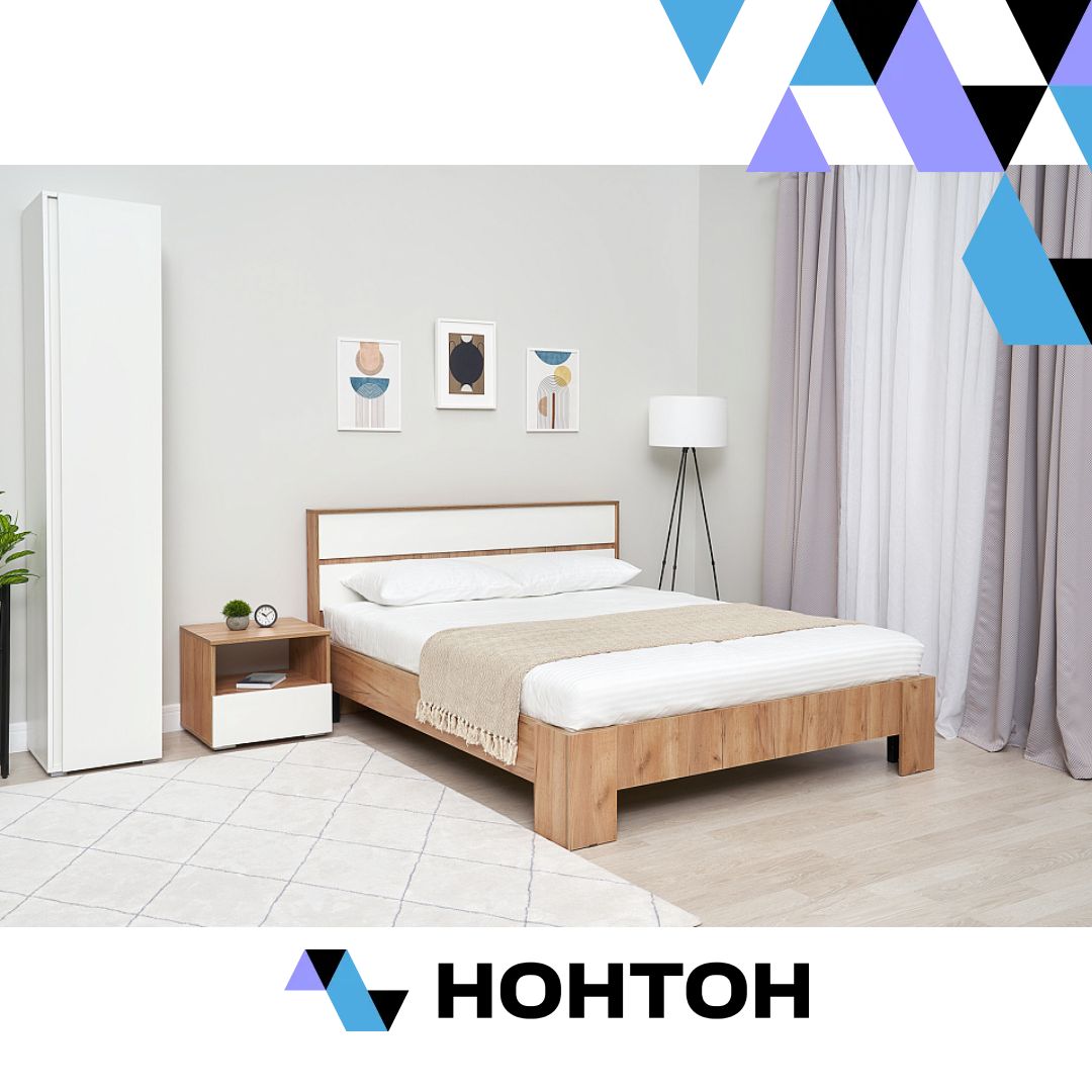 Кровать Ирма 1.6 м белый / дуб крафт золото