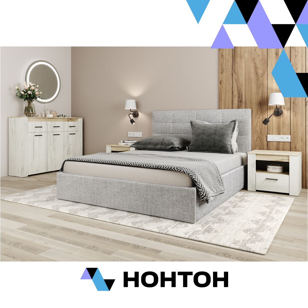 Кровать Диана рогожка серая