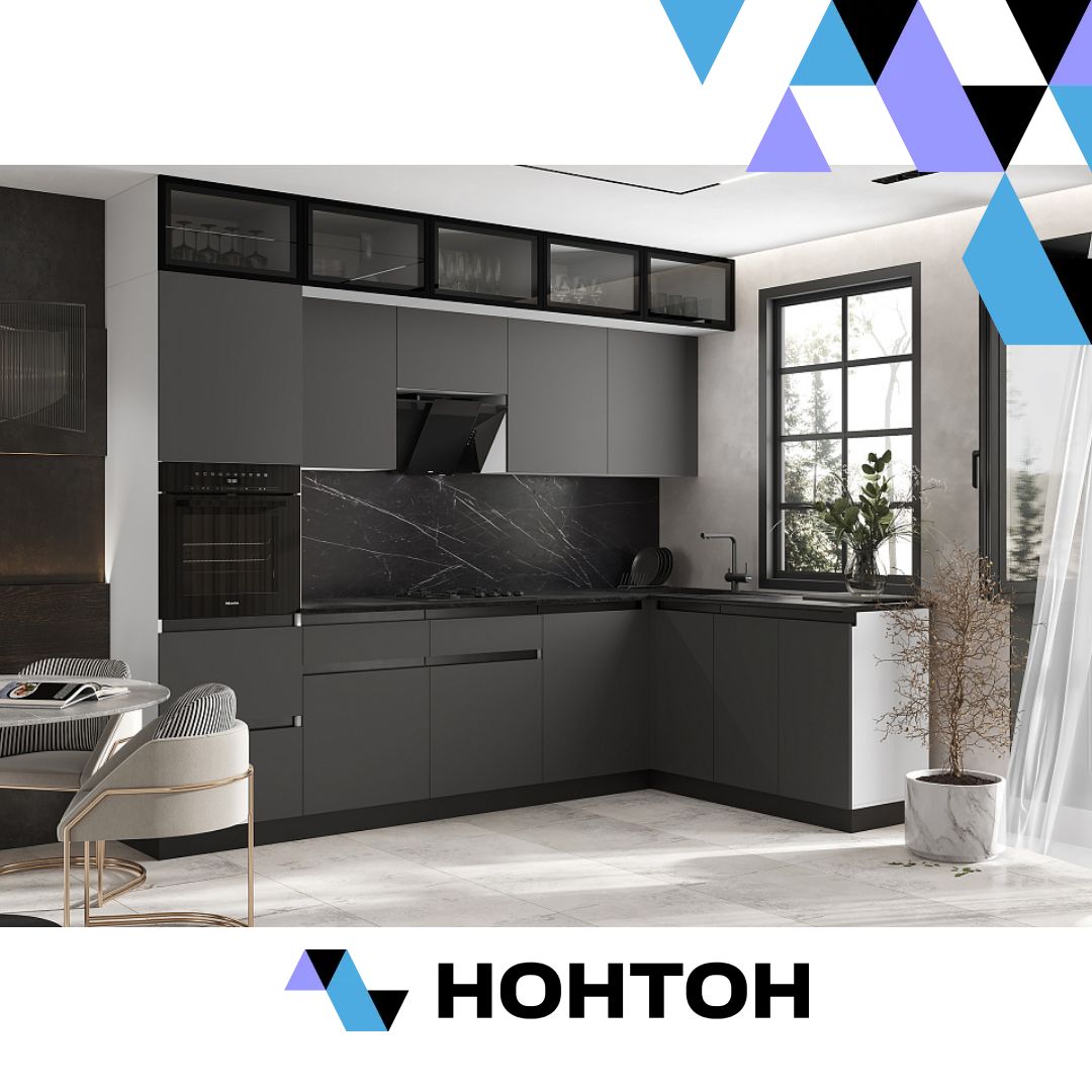 Кухня угловая Техно-6 3.0 х 1.8 м графит софт