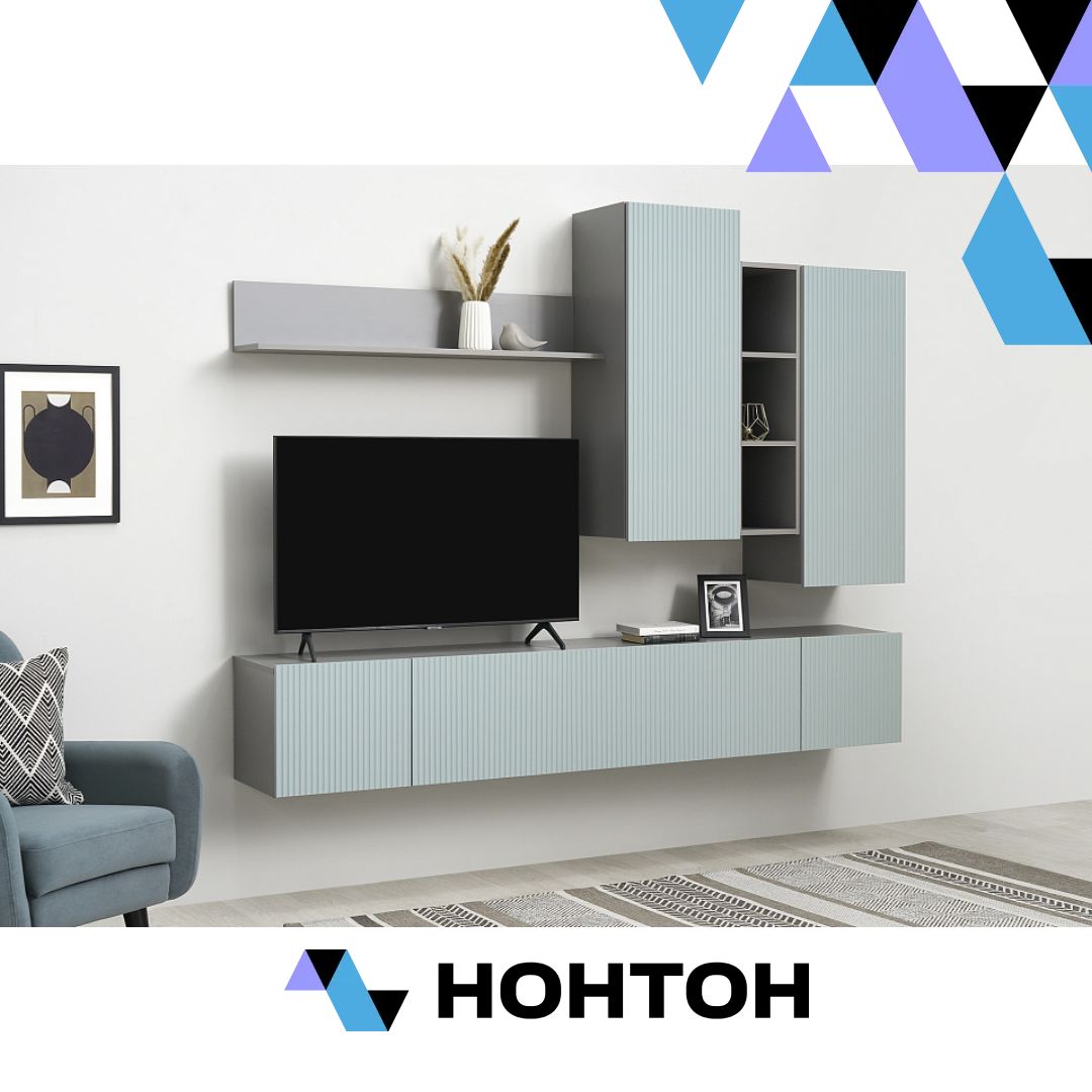 Стенка Сканди серый шифер / грин грей софт