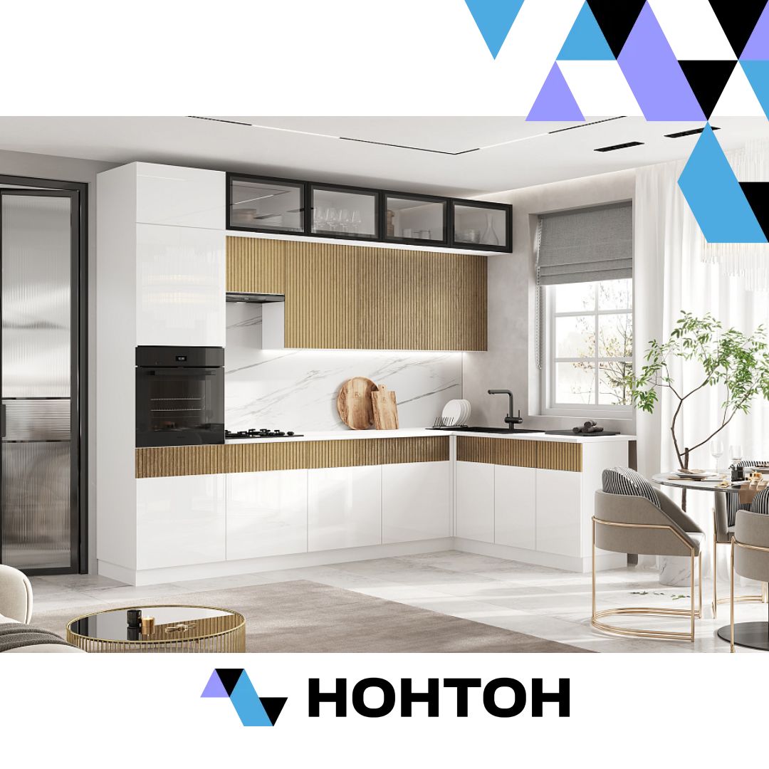 Кухня угловая Оливия 3.0 х 1.8 м белый глянец / голдэн пэлас