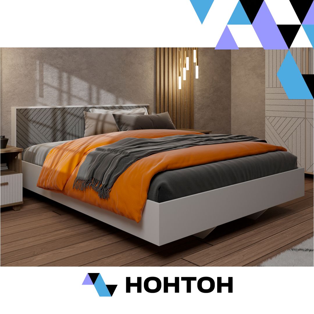 Кровать парящая Копенгаген 1.6 м белая / серый графит