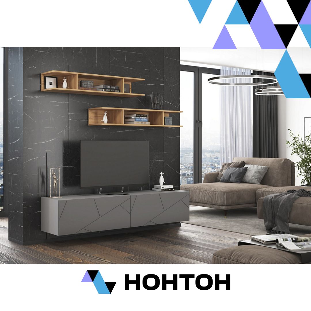 Гостиная Гранж №2 дуб крафт золотой / серый шифер / матовая графит софт