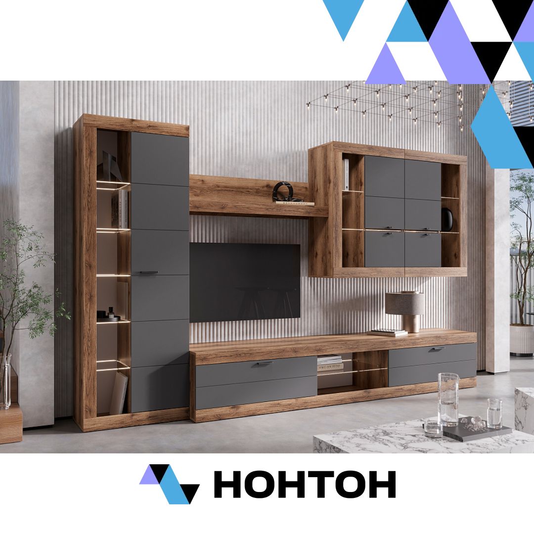 Гостиная Прага №5 дуб делано / графит софт