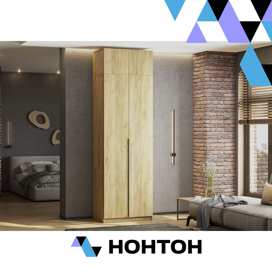 Шкаф 2-х створчатый Тивина с антресолью дуб золотой