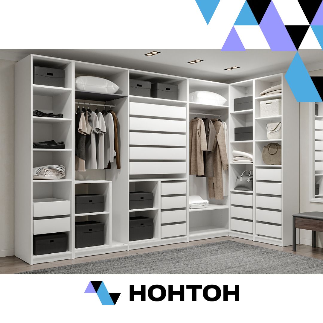 Гардеробная угловая Макс №2.0 белая