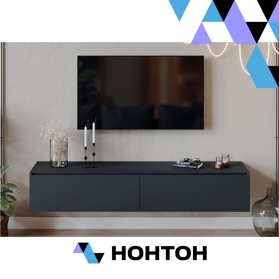 ТВ-тумба Глосс яблоня беллуно / стекло графит матовый