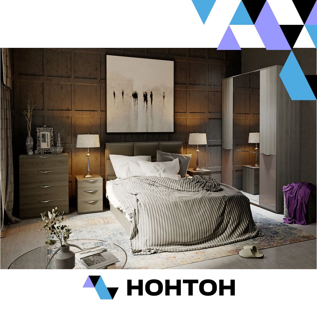 Спальный гарнитур Либерти №2 хадсон / фон серый / грей