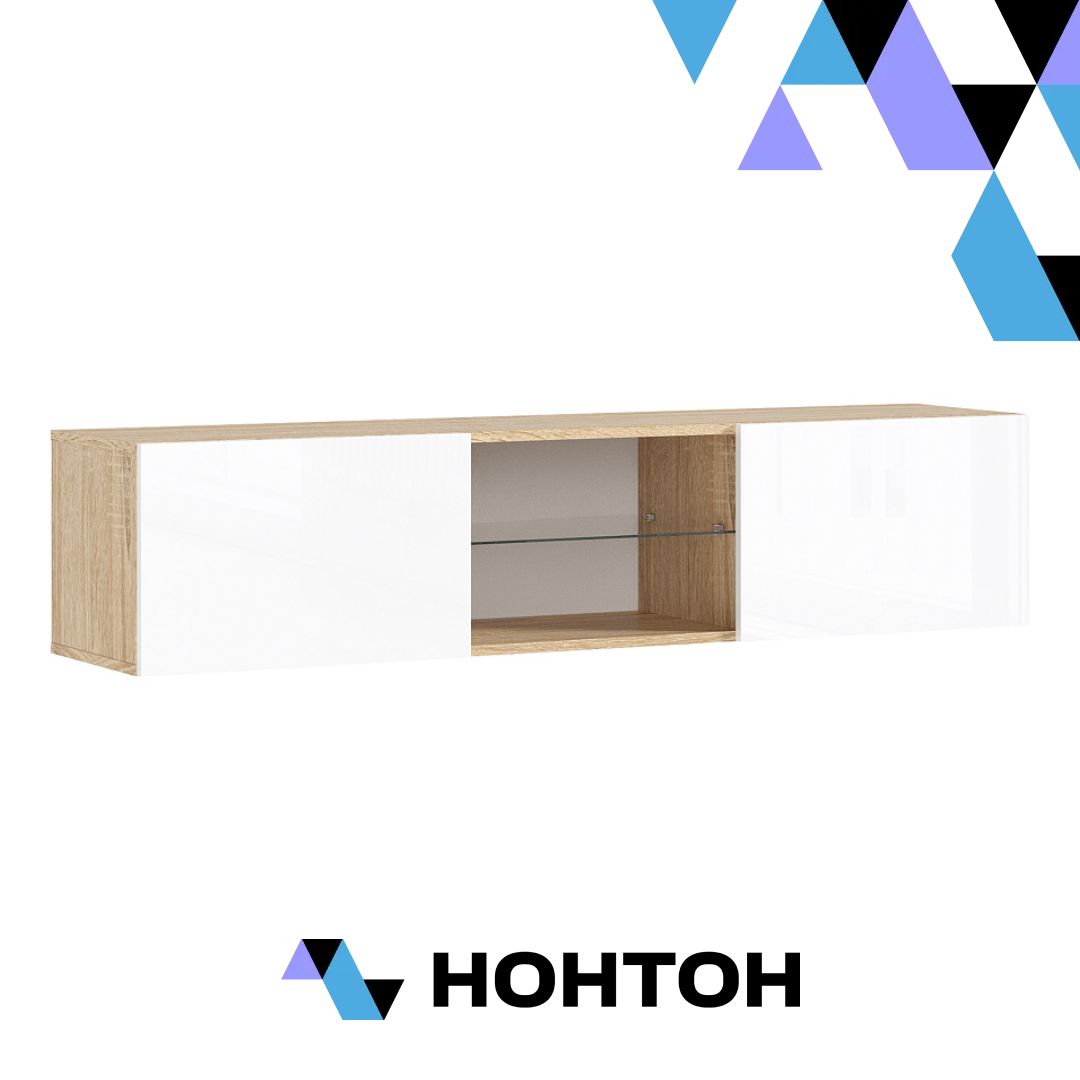 ТВ-тумба подвесная Челси дуб сонома / белый глянец