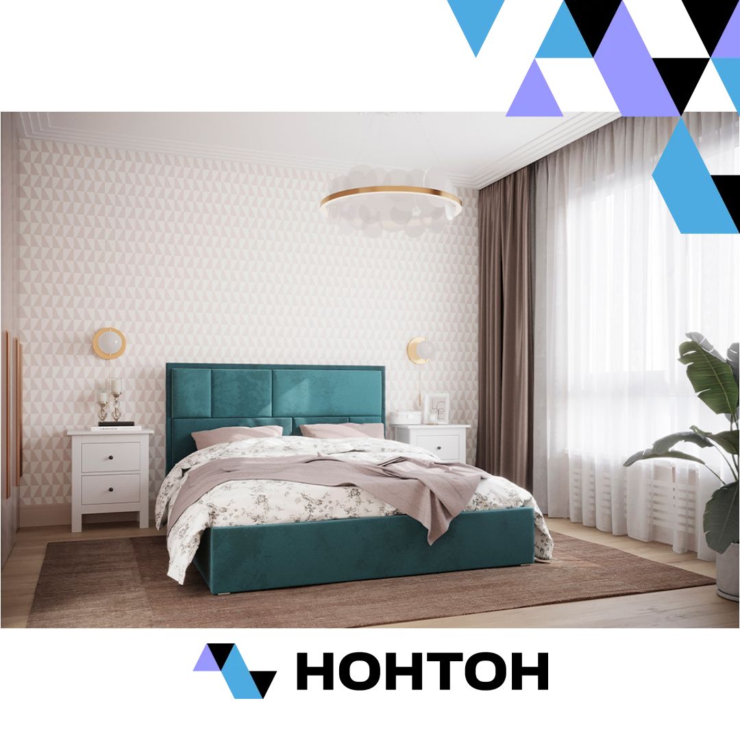 Кровать Стокгольм с подъемным механизмом велюр бирюзовый