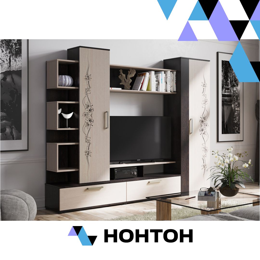 Стенка Дакота венге цаво / дуб молочный с рисунком