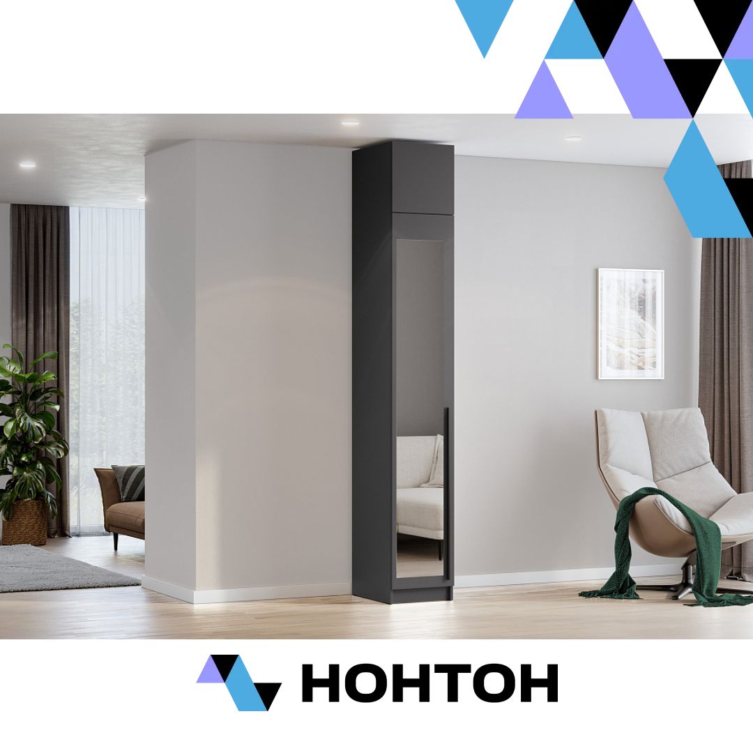 Шкаф Берген с антресолью серый графит