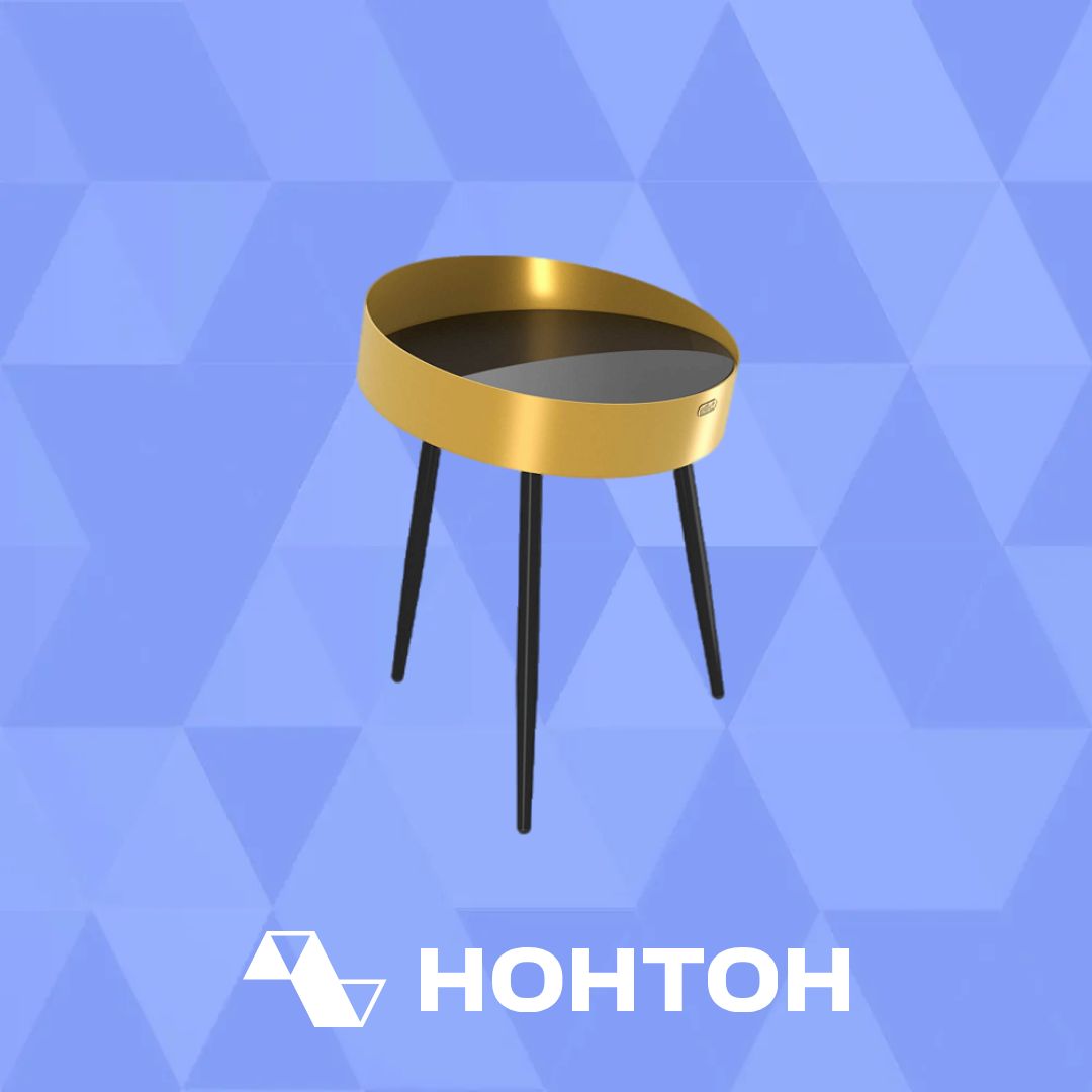 Стол журнальный SHT-CT58 черный муар / золото / черный глянец