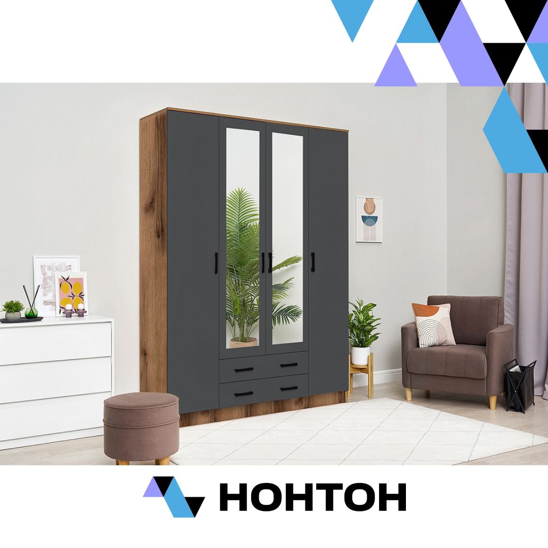 Шкаф Квадро дуб делано / графит