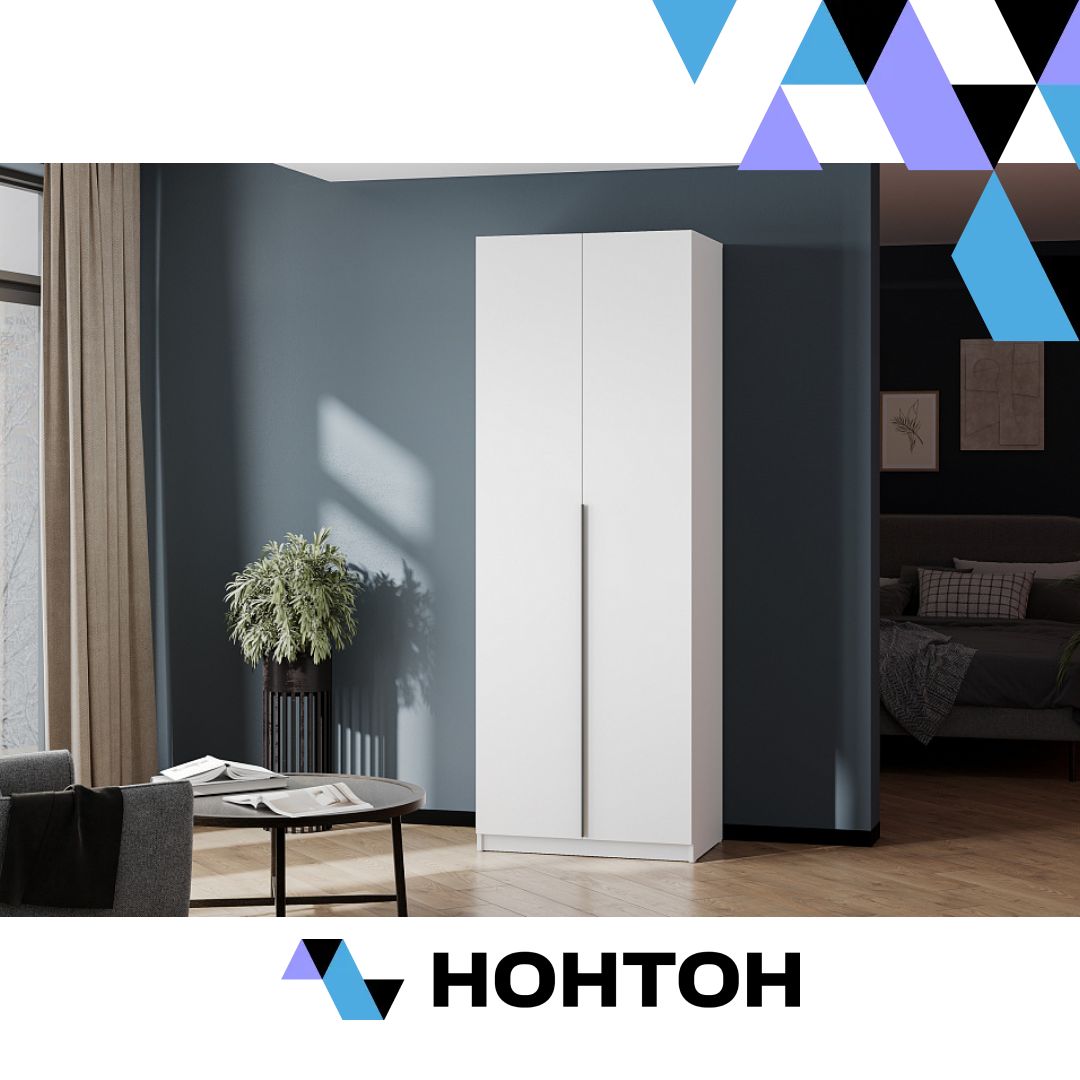 Шкаф 2-х створчатый Тивина белый текстурный