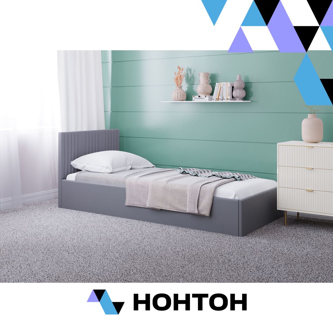 Кровать односпальная Амелия серая