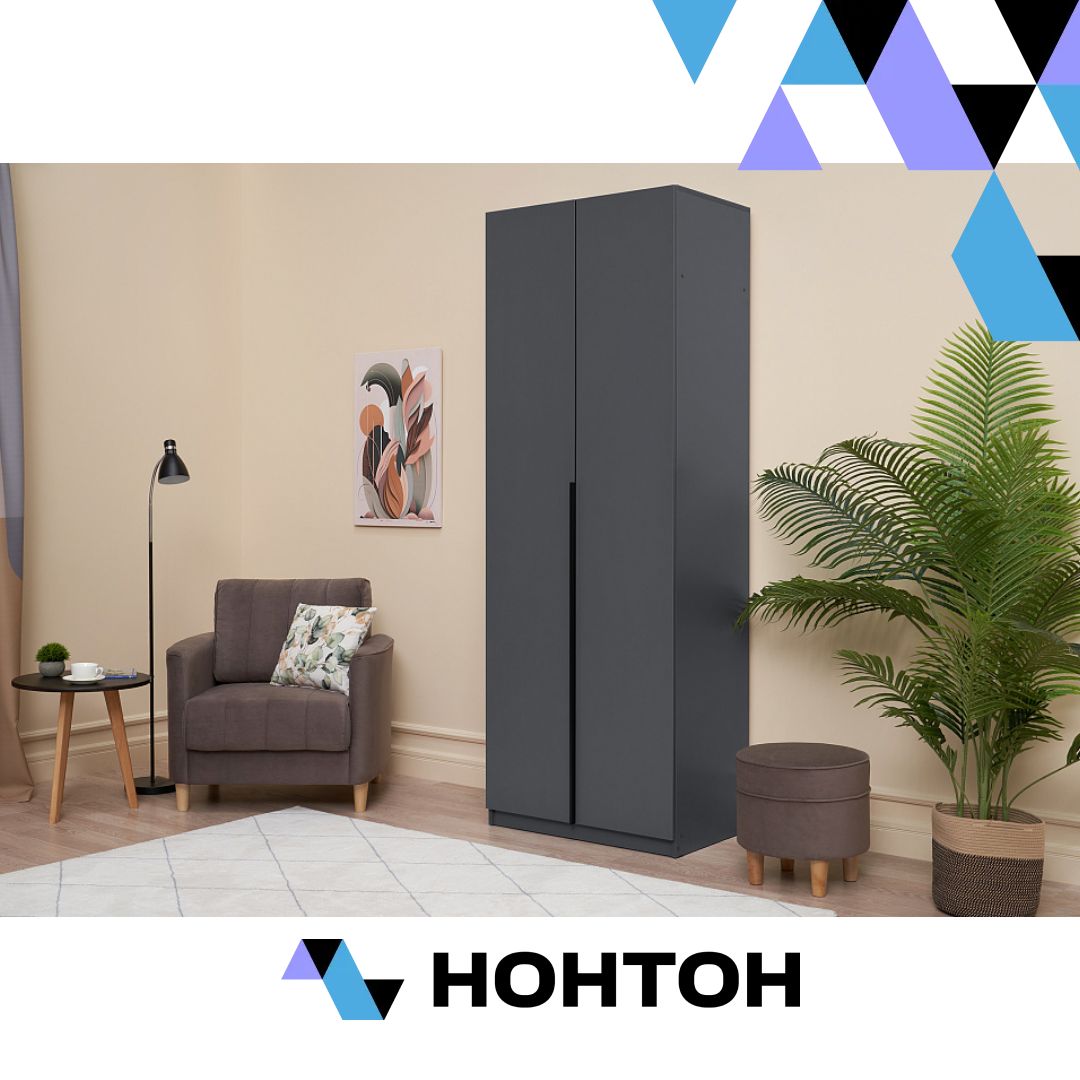 Шкаф 2-х створчатый Тивина графит серый