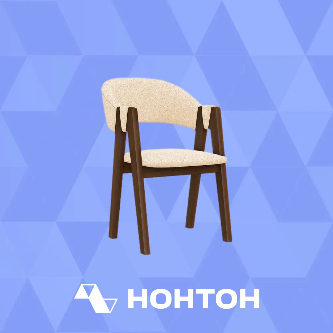 Стул обеденный Дольче с гнутой спинкой бежевый / орех