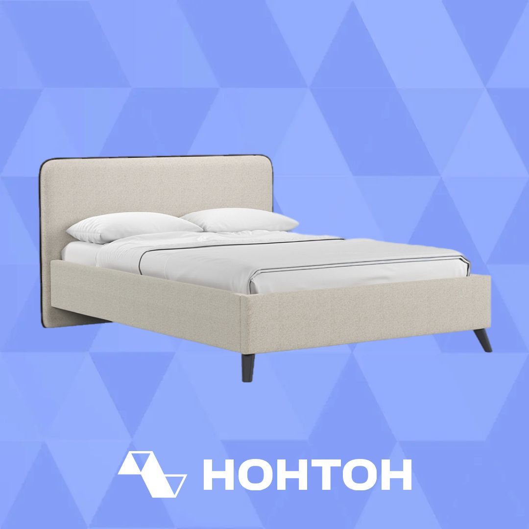 Кровать двуспальная Миа светло-бежевая
