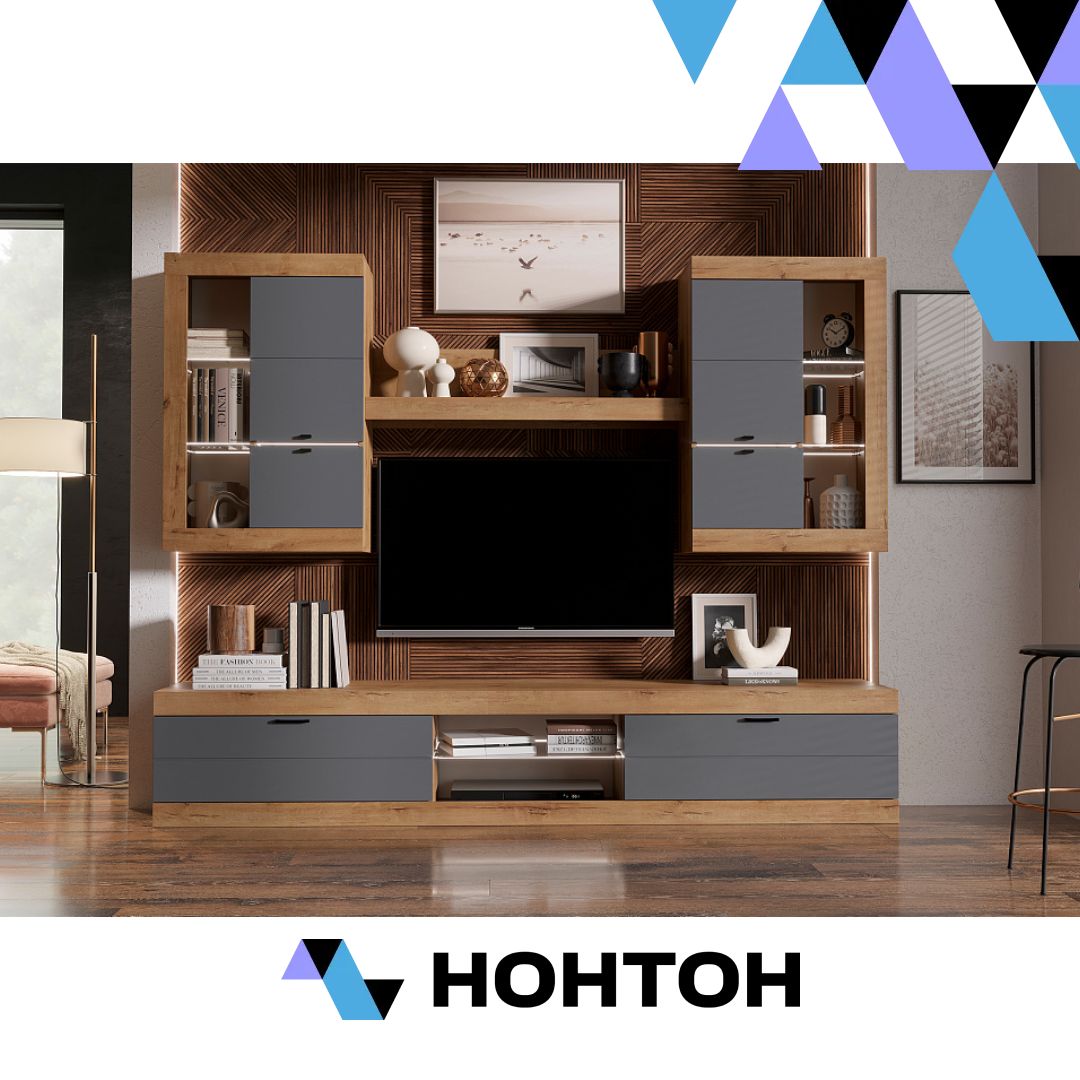 Гостиная Прага №3 дуб вотан / графит софт