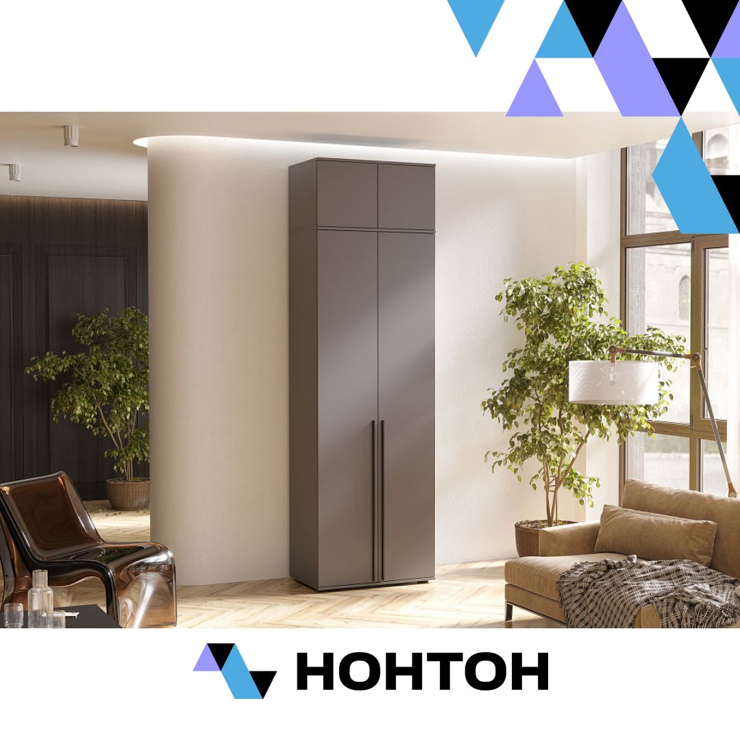 Шкаф 2-х створчатый с антресолью Норд графит