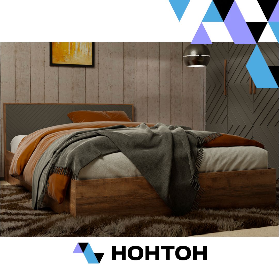 Кровать Копенгаген дуб самдал / серый графит