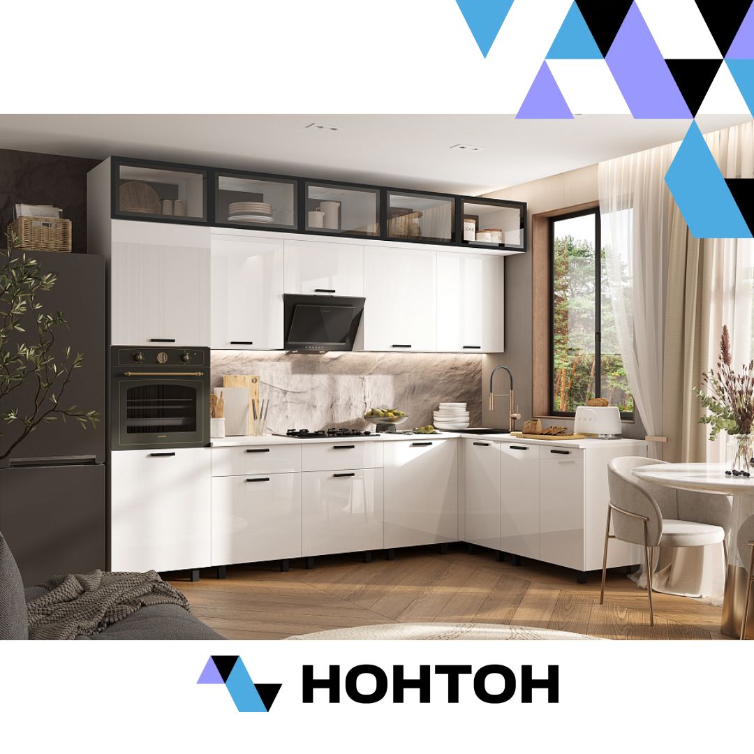 Кухня Техно 3.0 х 1.8 м компоновка №8 белый глянец