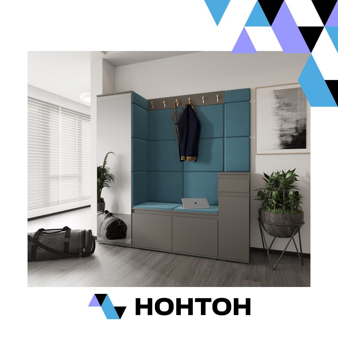 Прихожая STARK 2 серый графит / велюр бирюзовый