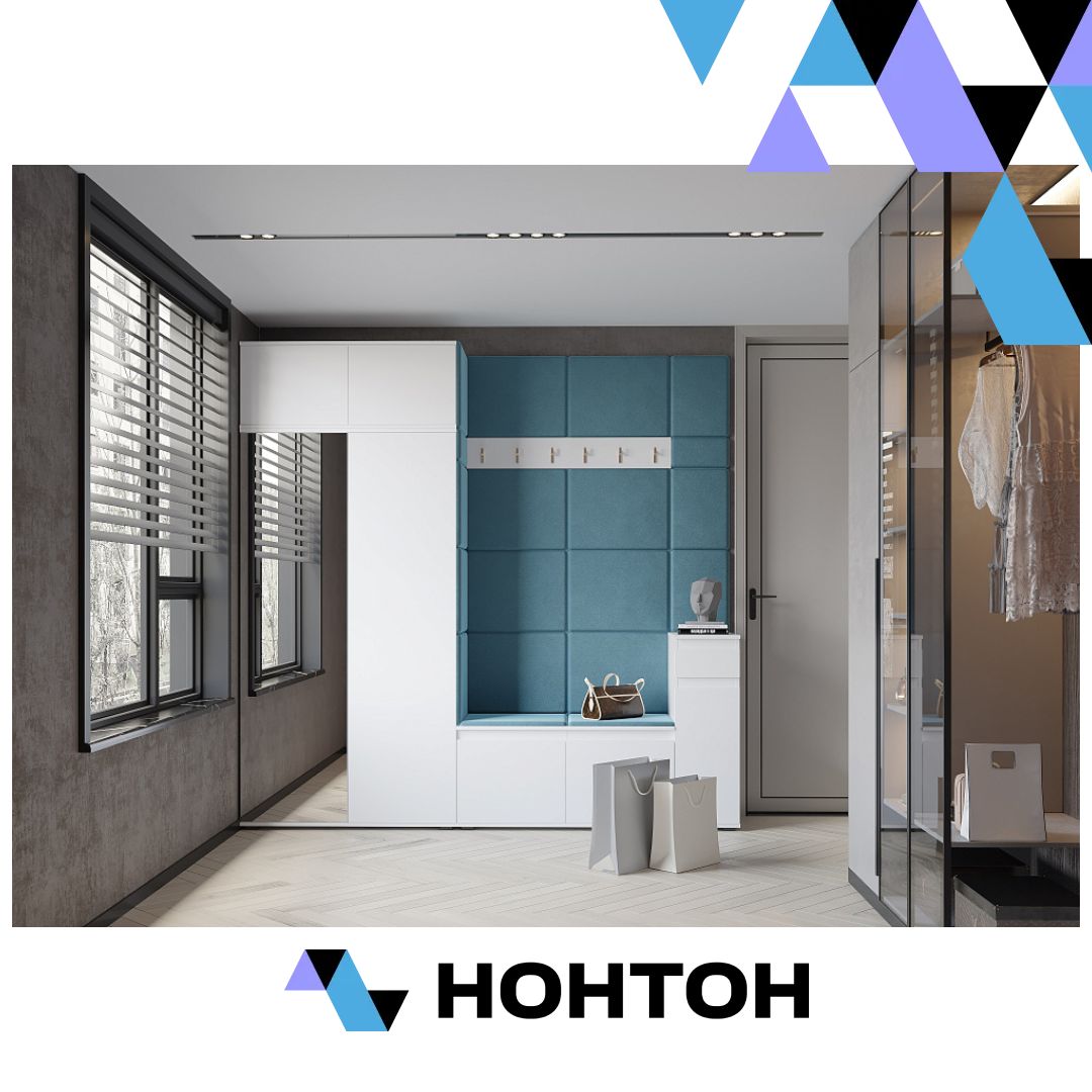 Прихожая STARK 1 белый матовый / велюр бирюзовый