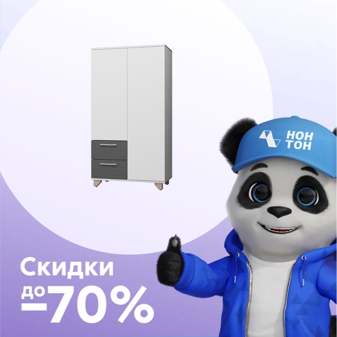 Шкаф 2-х створчатый с 2-мя ящиками Копенгаген белый / серый графит