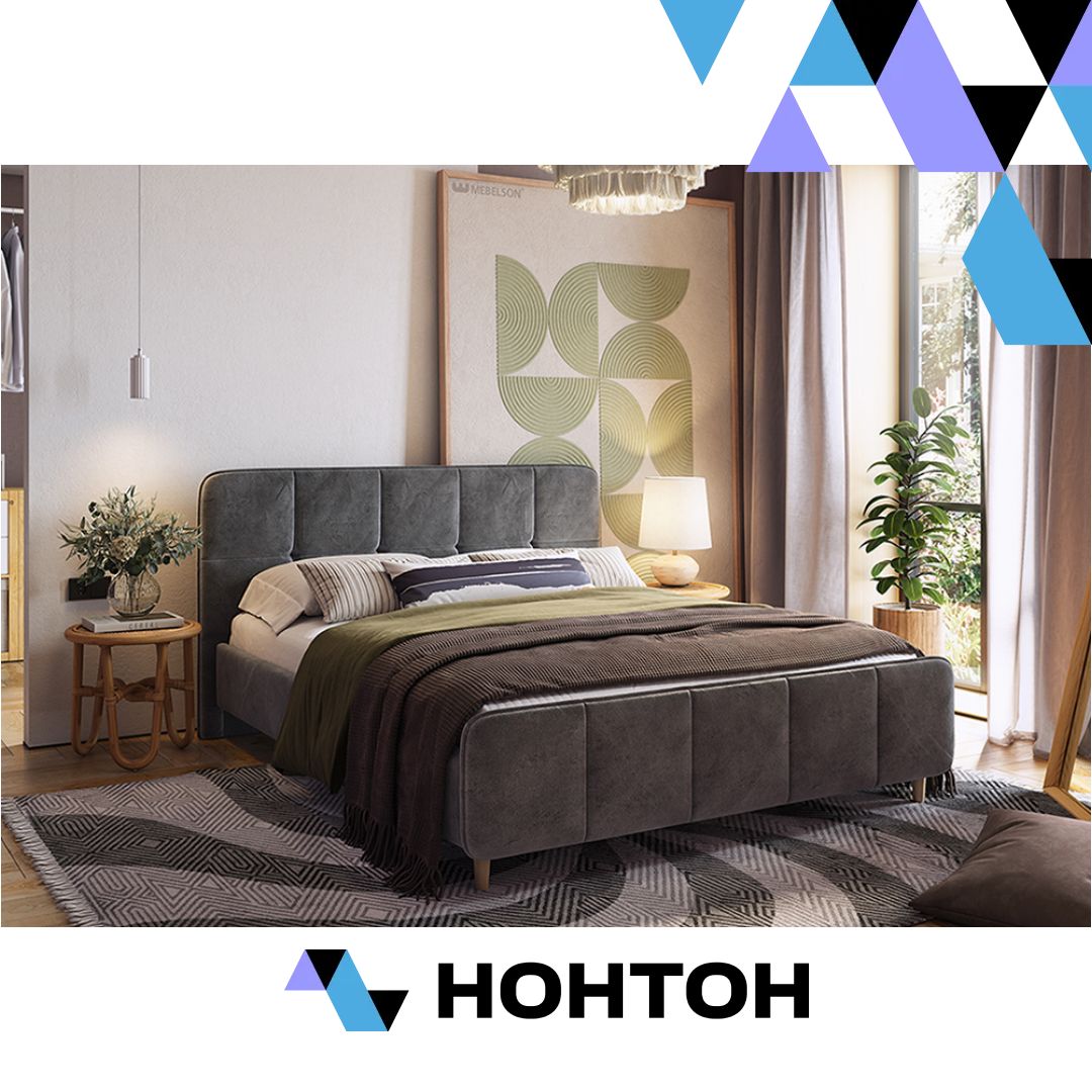 Кровать Грета 1.6 м серая